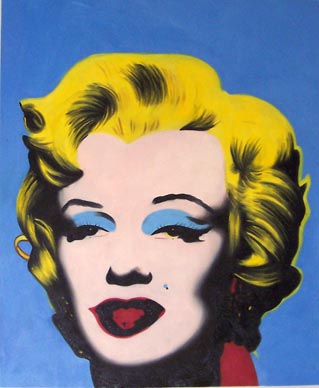 store falso d'autore Marylin blue background 2 di Andy Warhol